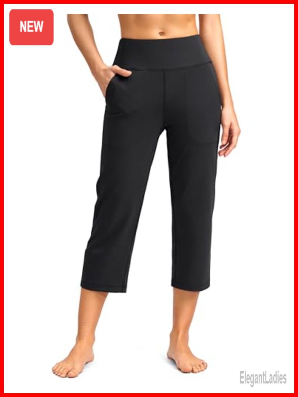 Capri Pants High Waisted Workout Yoga Capris Straight Leg Athletic Cropped